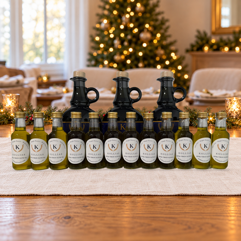 Holiday Olive Oil Gift Bundle — 3 × 750 mL + 12 × 50 mL Party Favors