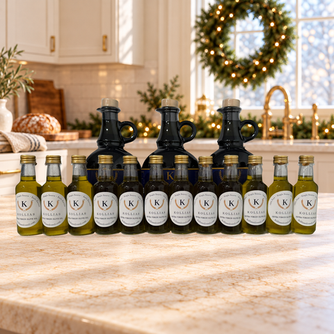 Holiday Olive Oil Gift Bundle — 3 × 750 mL + 12 × 50 mL Party Favors