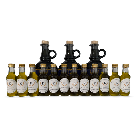 Holiday Olive Oil Gift Bundle — 3 × 750 mL + 12 × 50 mL Party Favors